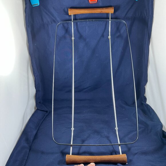 Vintage Corning Ware P-35-B Broil Bake Tray With Metal Rack & Wood Handles White - Picture 6 of 6